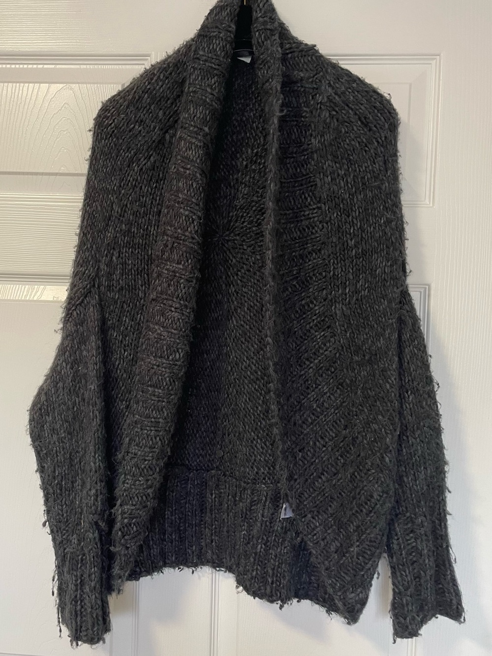Hinge By Nordstrom Charcoal Knit Shrug Cardigan Cozy Textured Sweater Small